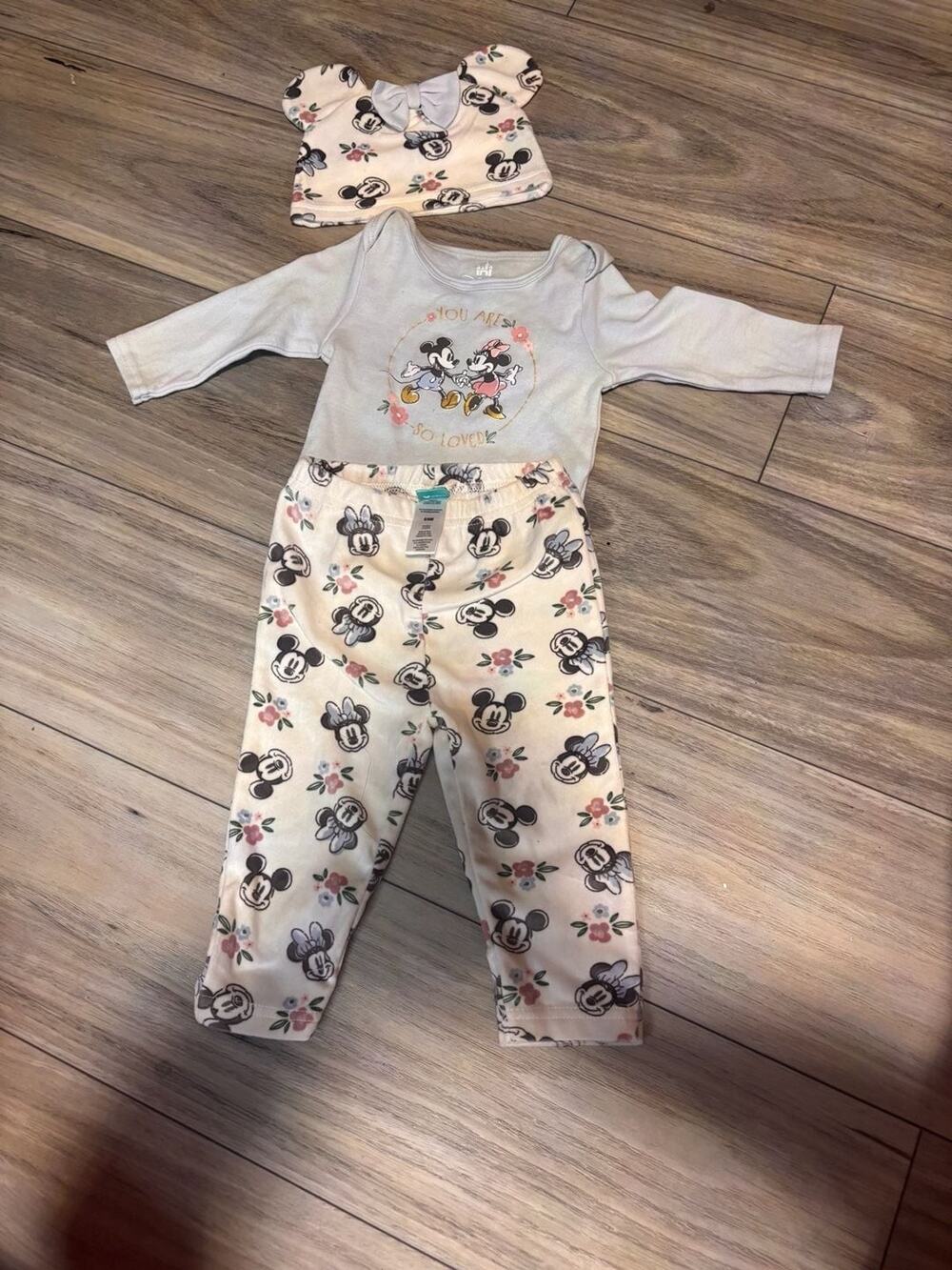 Disney girls Long Sleeve Top, Headband & Leggings Set, 3-Piece, Minnie